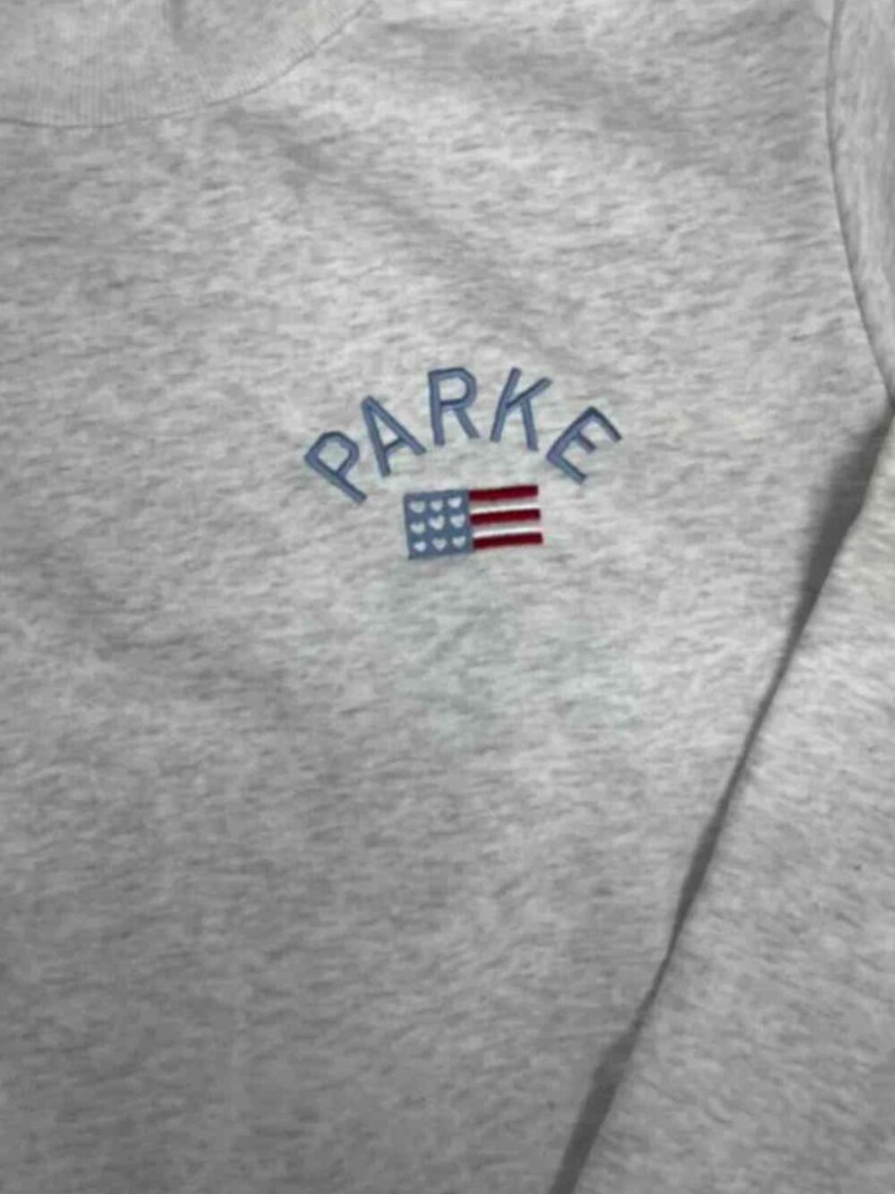 PARKE Mock Neck Sweatshirt Heather Gray Embroidered Logo 🇺🇸 - Picture 5 of 5